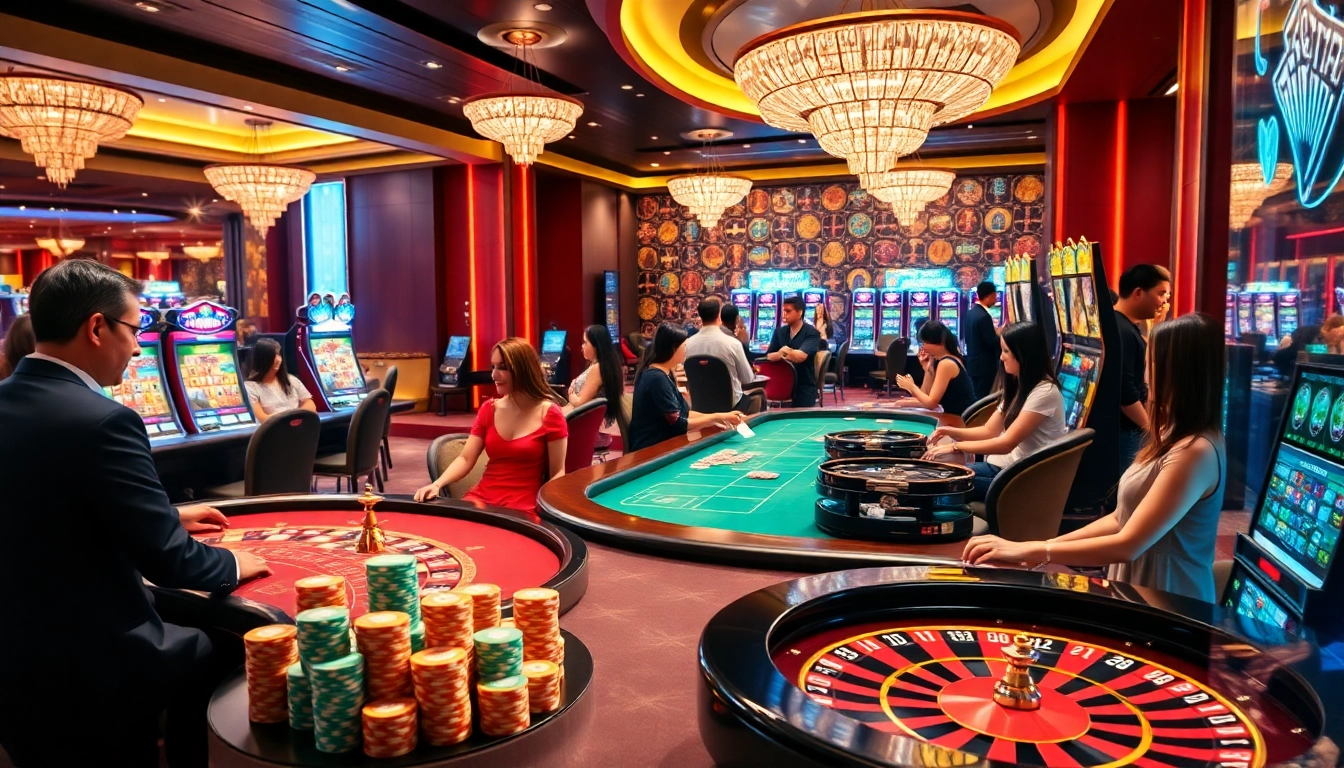 Experience vn88 excitement with vibrant casino games, colorful chips, and a thrilling atmosphere.