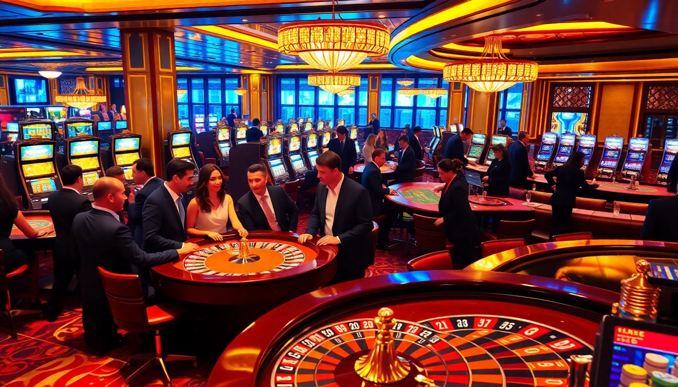 Experience thrilling gameplay at BK8 with vibrant casino tables and excited players.