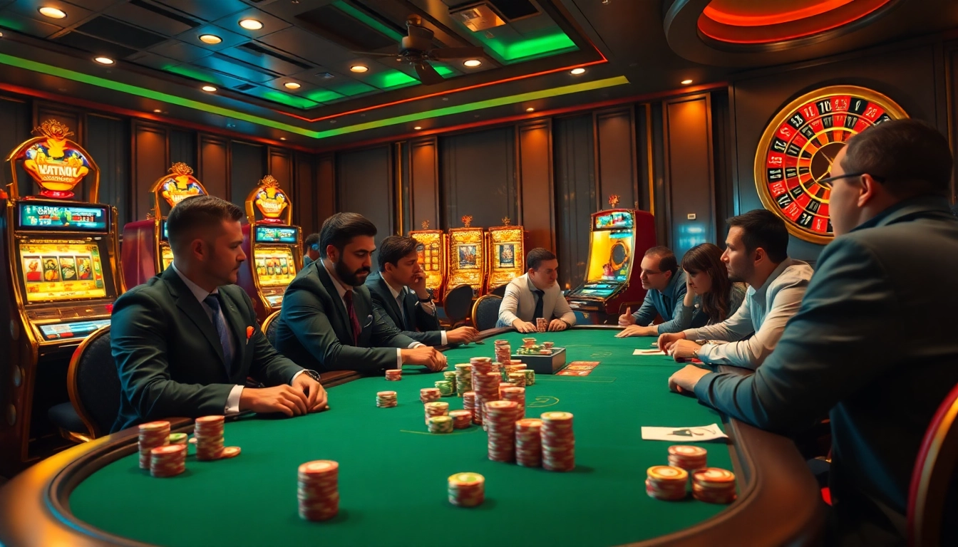 A high-stakes poker game in a luxurious casino capturing the essence of the hidden wiki 2026, with vibrant chips and players strategizing.