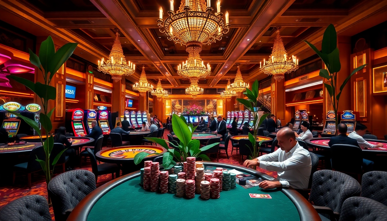 Experience thrilling gameplay at https://kk55.group's vibrant casino, featuring poker tables and classic slot machines.