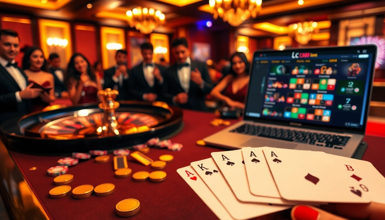 Exciting roulette action with lc88 online interface showcased in a luxurious casino environment.