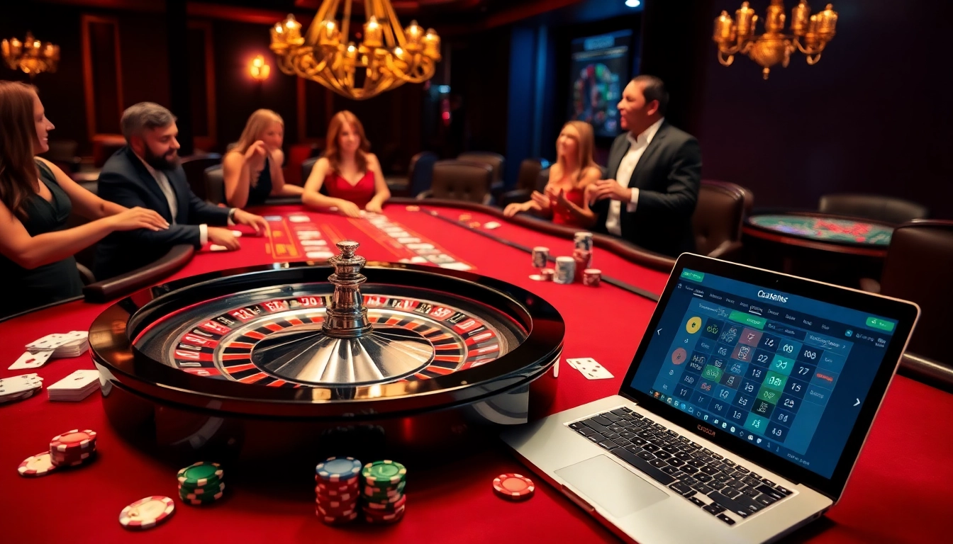 Experience the excitement at u888 with players enjoying roulette and vibrant poker chips.