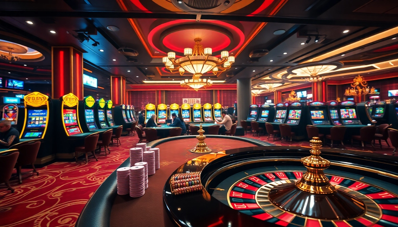 Experience the thrill of gambling at https://rr88sn.com/ with vibrant casino visuals featuring poker tables and slot machines.