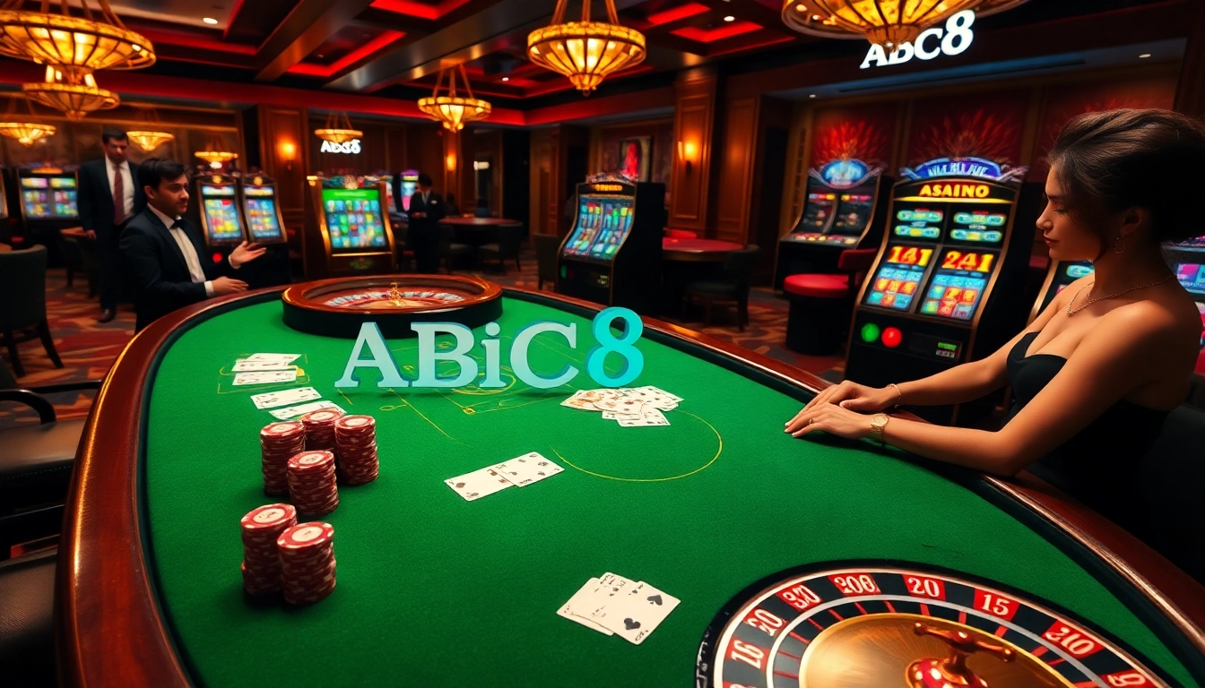 Engaged players enjoying diverse gaming experiences at ABC8's premium online casino.