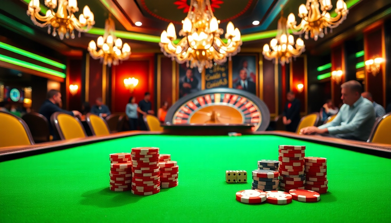 Engaged players enjoying a luxury gaming experience at nhà cái X88 casino table with poker chips and roulette wheel.